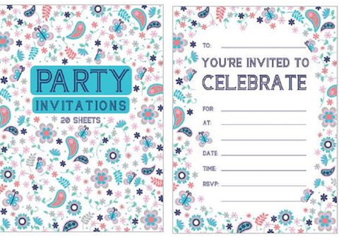 Invites - Butterflies Party Invitations Pk20