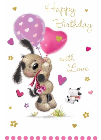 Birthday Card - Happy Birthday with Love Puppy
