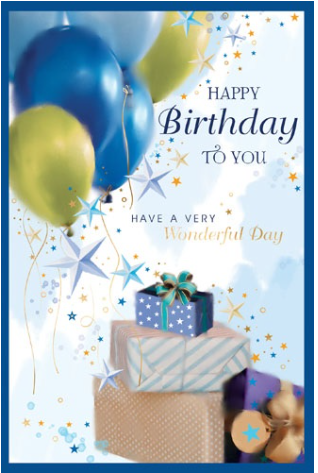 Birthday Card - Happy Birthday Balloons and Presents