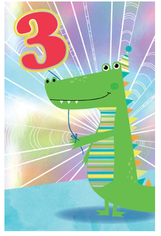 Birthday card - Age 3rd Birthday Dinosaur