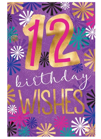 Birthday Cards - 12th Birthday Wishes Purple