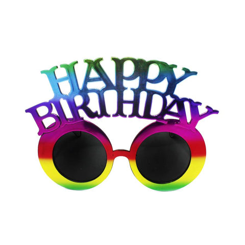 Party Glasses - Happy B'day Rainbow Metallic
