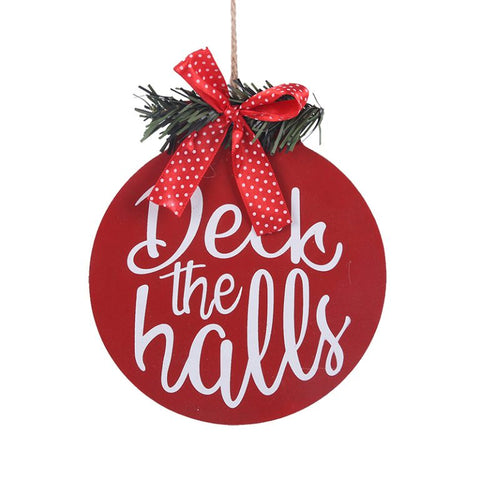Christmas Wooden Sign - Deck The Halls Sign 17cm