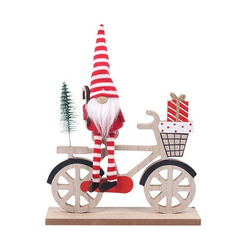Christmas Gnome - Fabric Red Gnome On Bike
