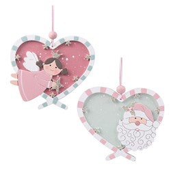 Christmas Ornament - Wooden Heart Shape 2 Assorted Design