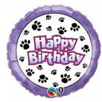 Foil Balloon 18" - Happy Birthday Paw Print