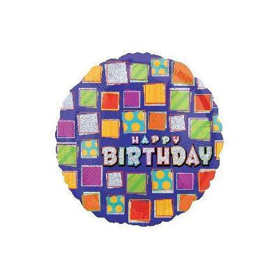 Foil Balloon 18" - Square Patterns Birthday Sparkles