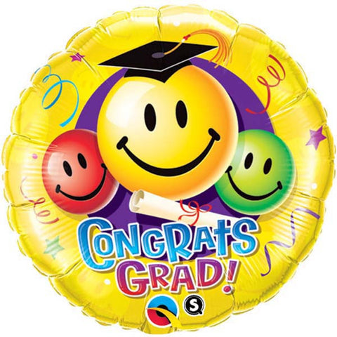 Foil Balloon 18" - Congrats Grad Smiley