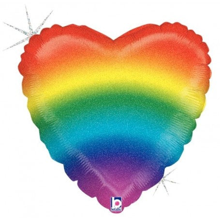 Rainbow Glitter Holographic Heart - Foil 18"