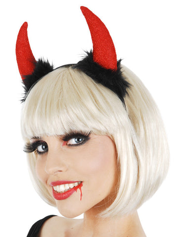 Headband - Devil Horns Red w/Black Fluff