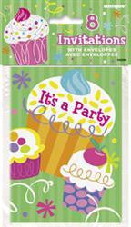 Invites - It's a Party Cupcakes Invitation Pk 8