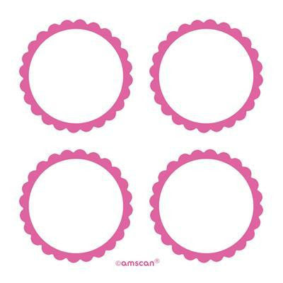 Stickers - Pink Scalloped Blank Labels Pk 20