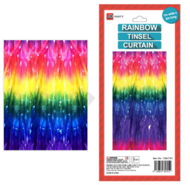 Foil Curtain - Deluxe Pastel Rainbow Tinel Curtain