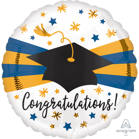 Foil Balloon  17'' - Graduation! Blue and Gold