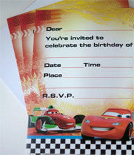 Invites - Disney Cars Invitation Pk 8