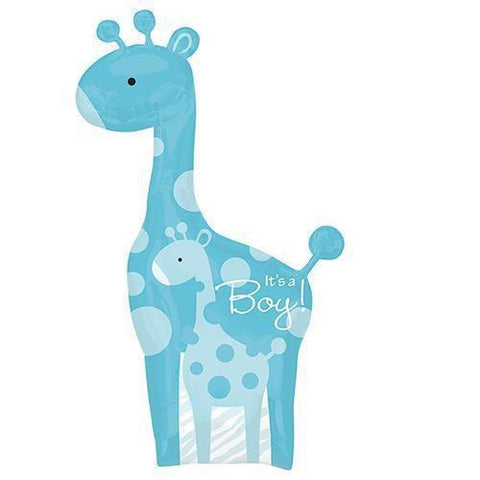 Foil  Balloon Supershape- Baby Boy Giraffe Blue