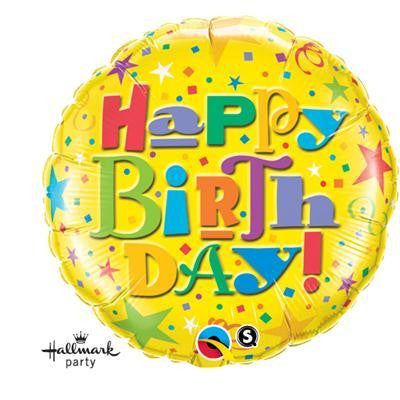 Foil Balloon 18" - Birthday Stars & Confetti