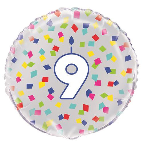 Foil Balloon 18" - 9 Rainbow Confetti