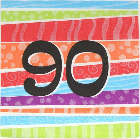 Printed Lunch Napkins - 90th Colourful 3PLY Pk25
