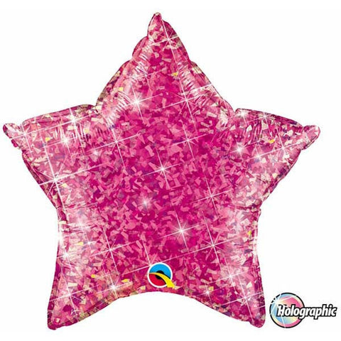 Foil Balloon 20" - Holographic Star (Magenta)