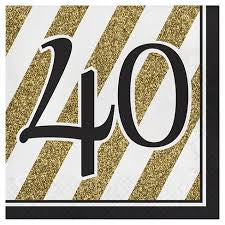 Lunch Napkins - 40th Black & Gold
