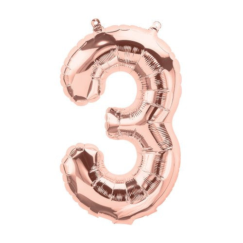 Foil Balloon Juniorloon - 3 Rose Gold Air Filled Only
