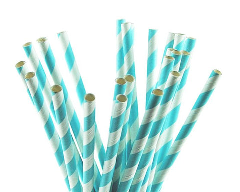 FS Paper Straw Pastel Blue 10pk