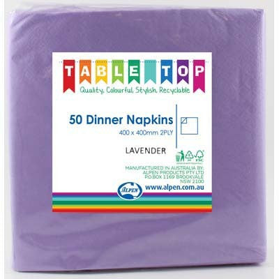 Dinner Napkins - Lavender 2 Ply Pk50