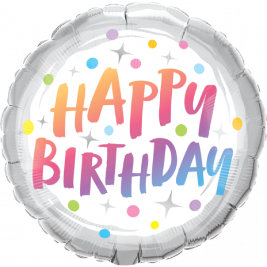 Foil Balloon 18" - Happy Birthday  Rainbow Dots Fashions