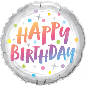 Foil Balloon 18" - Happy Birthday  Rainbow Dots Fashions