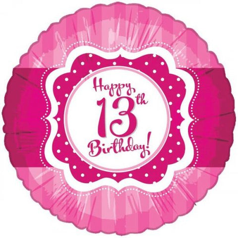 Foil Balloon 17" - Happy 13th Birthday Perfect Pink