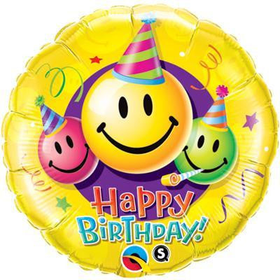 Foil Balloon 18" - Birthday Smiley Faces