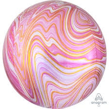 Foil Ballon Orbz 15" - Pink Marble