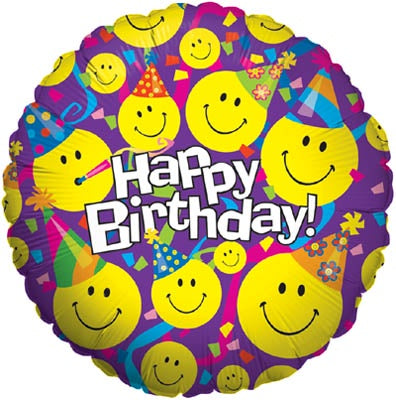 Foil Balloon 18" - Smiley Happy Birthday