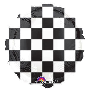 Foil Balloon 18" - Checkerboard Black & White