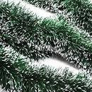 Christmas Tinsel - Green With White 2M Long