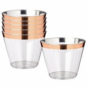 Tumbler Cups - Rose Gold Trim Plastic Tumbler Cups