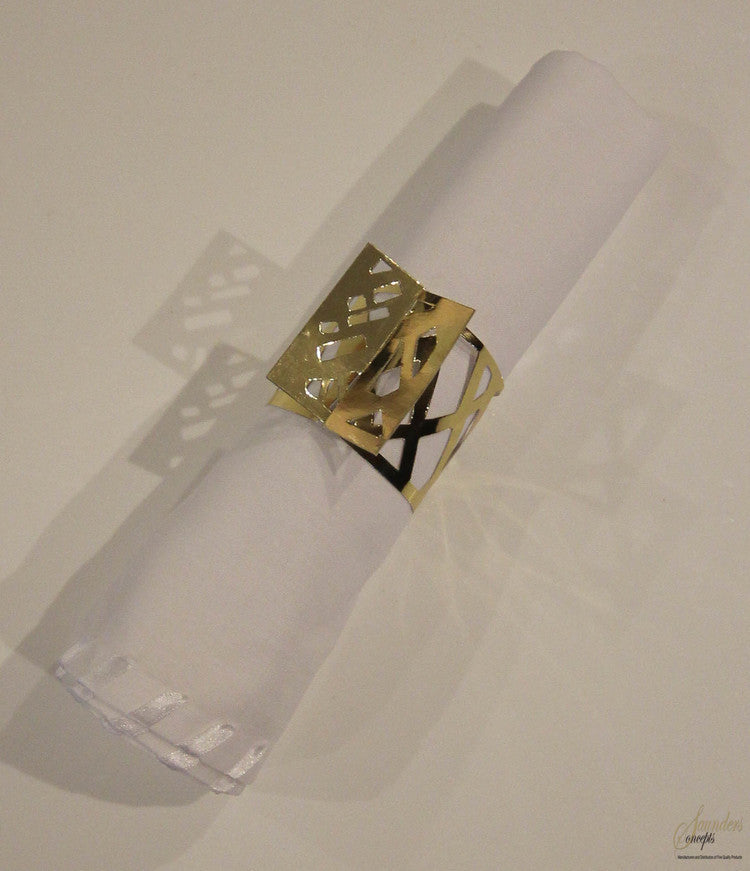 Napkin Wraps - Weave Gold Foil Pk 8