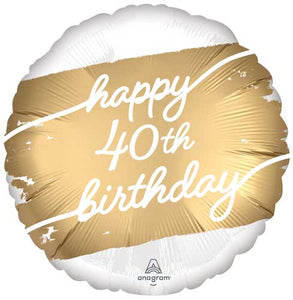 Foil Balloon 18" - Foil Balloon 18" - Golden Age Happy 40th Birthday