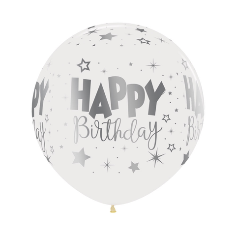 Latex Balloon 24" - Sempertex 60cm  H' Birthday Fantasy Crystal Clear Latex Balloons