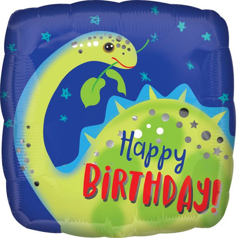 Foil Balloon 18" - Birthday Brontosaurus
