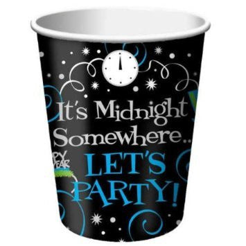 Printed Paper Cups - New Years It's Midnight Somewhere Pk 8