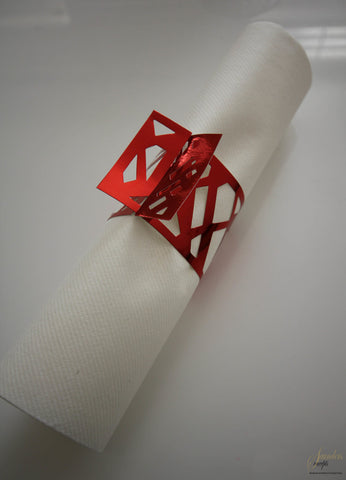 Napkin Wraps - Weave Red Foil Pk 8