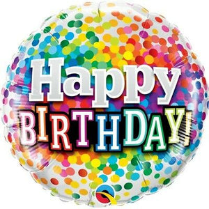 Foil Balloon 9" - Birthday Rainbow Confetti