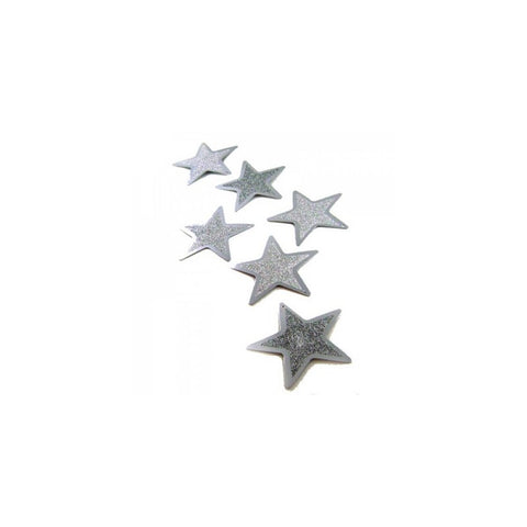 Cutout Silver Star - Glitter Star 4" Pack 12