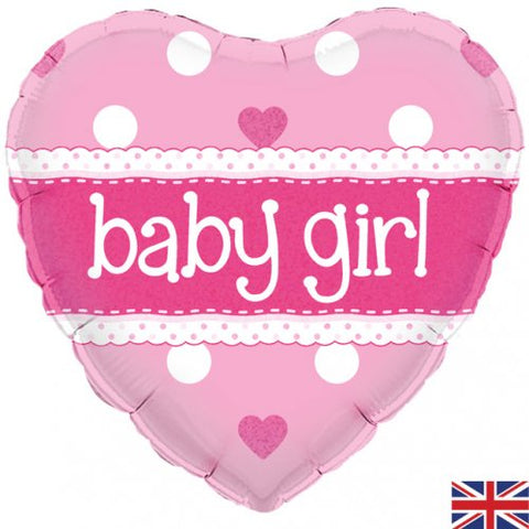 Foil Balloon 18" - Baby Girl Heart Holographic