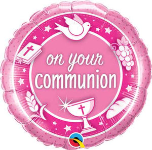 Foil Balloon 18" - On Your Communion Pink