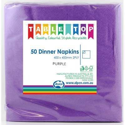Dinner Napkins - Purple Pk 50