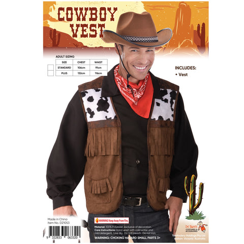 Costume - Adult Cowboy Costume Vest Plus Size / Standard