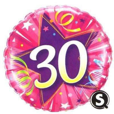 Foil Balloon 18" - 30th Birthday Shining Star Pink